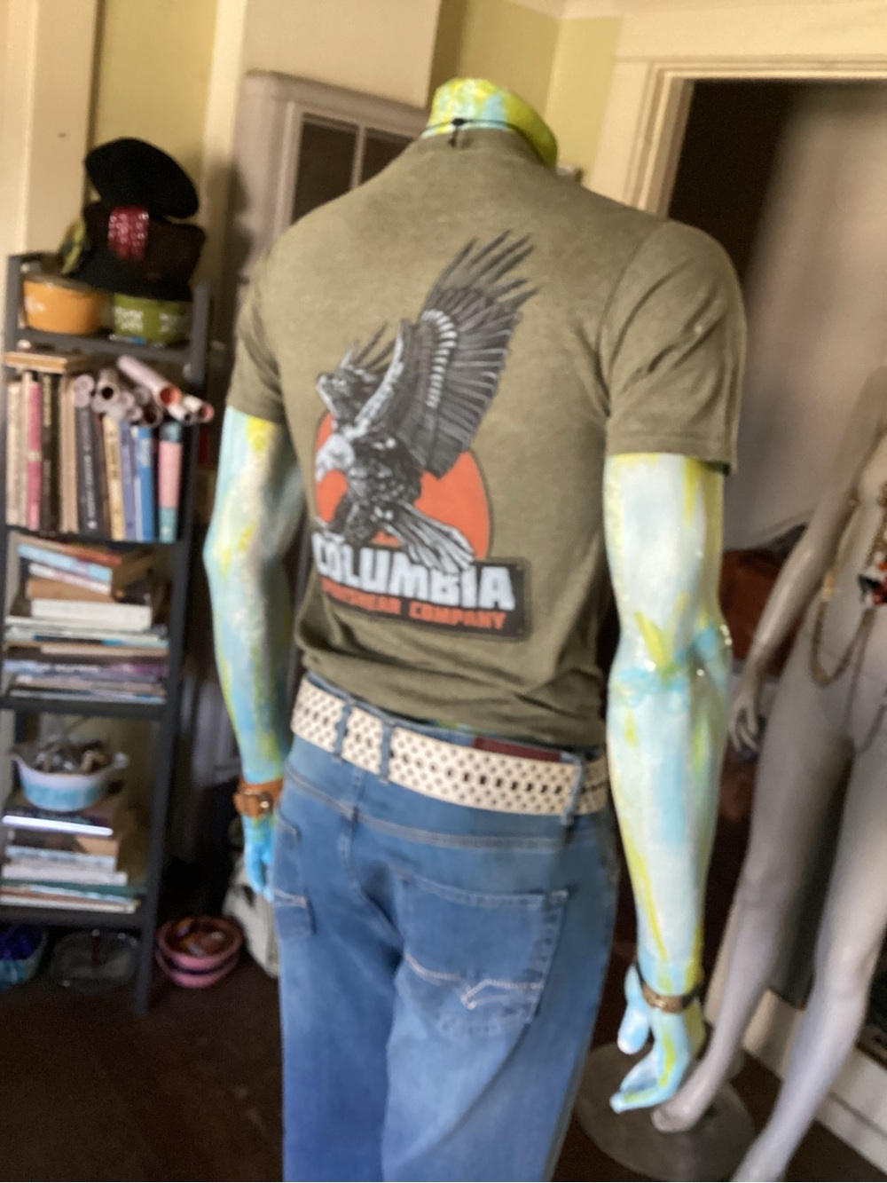 Columbia Olive Green Short-Sleeve Logo Tee eagle on back